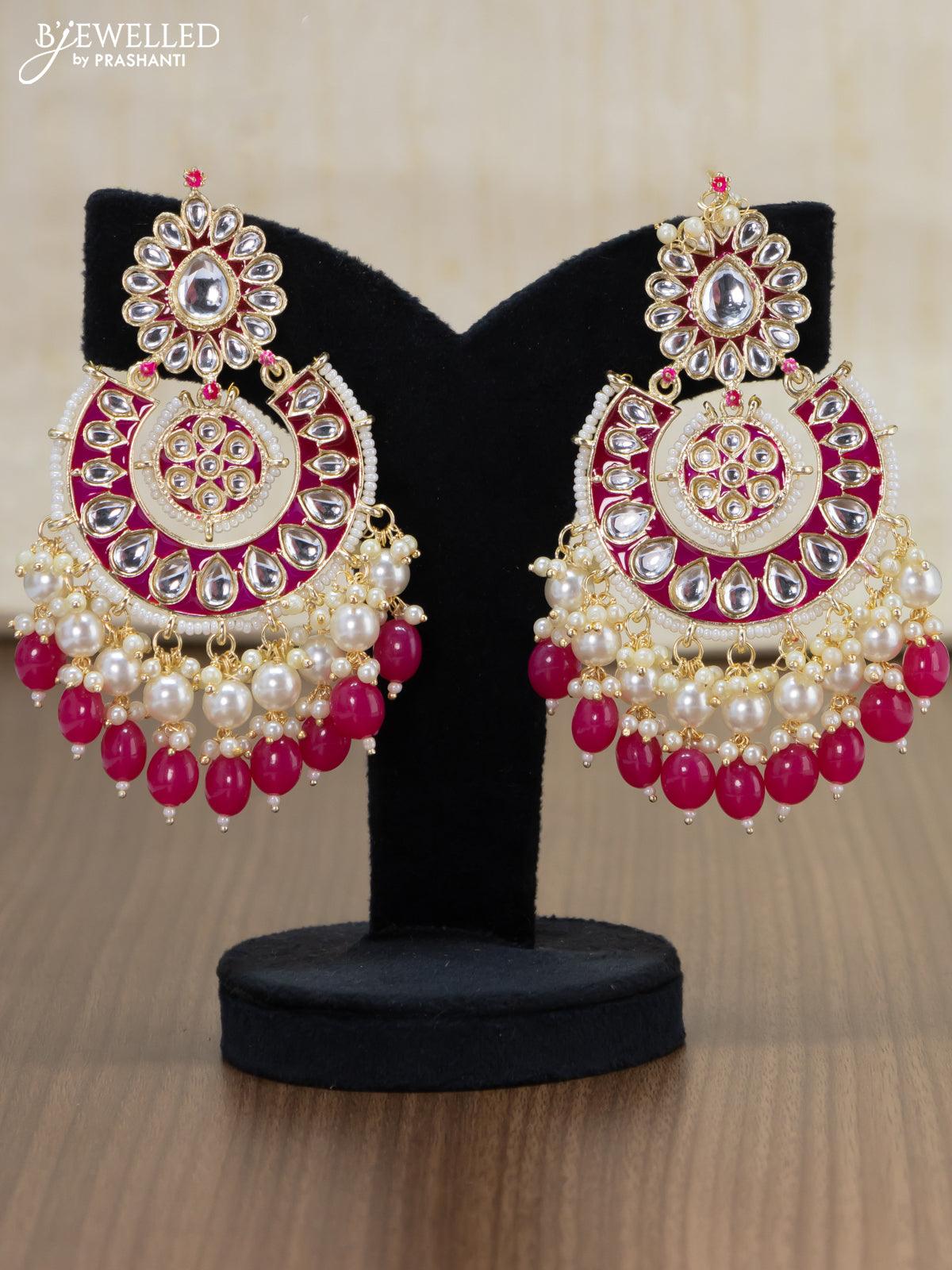Buy Inaraa Silver Toned Jhumka Earrings Pink Color Stone (KDB-2376712)